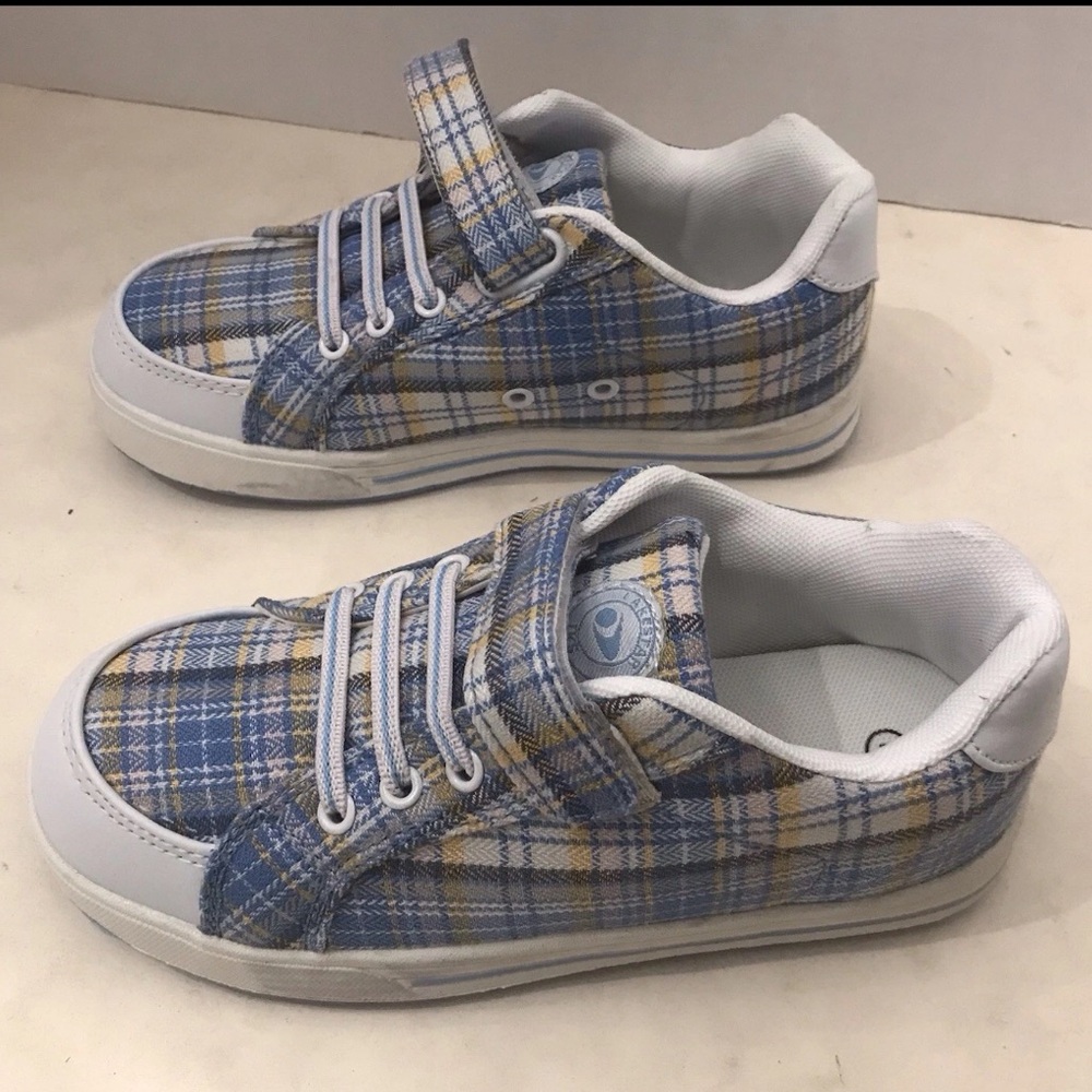 Lakestar LKS Kids Tennis Shoes Plaid Kids Sneakers - Blue and Yellow